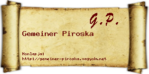 Gemeiner Piroska névjegykártya